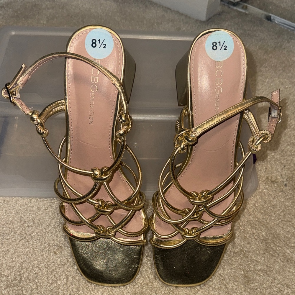 Gold Strappy Women's Sandals